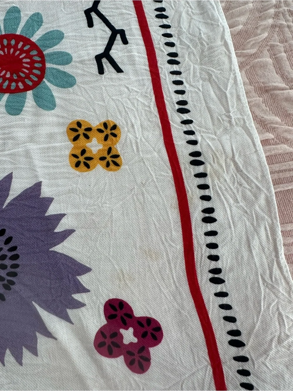 Double D Ranch Folk Art Colorful Printed Scarf